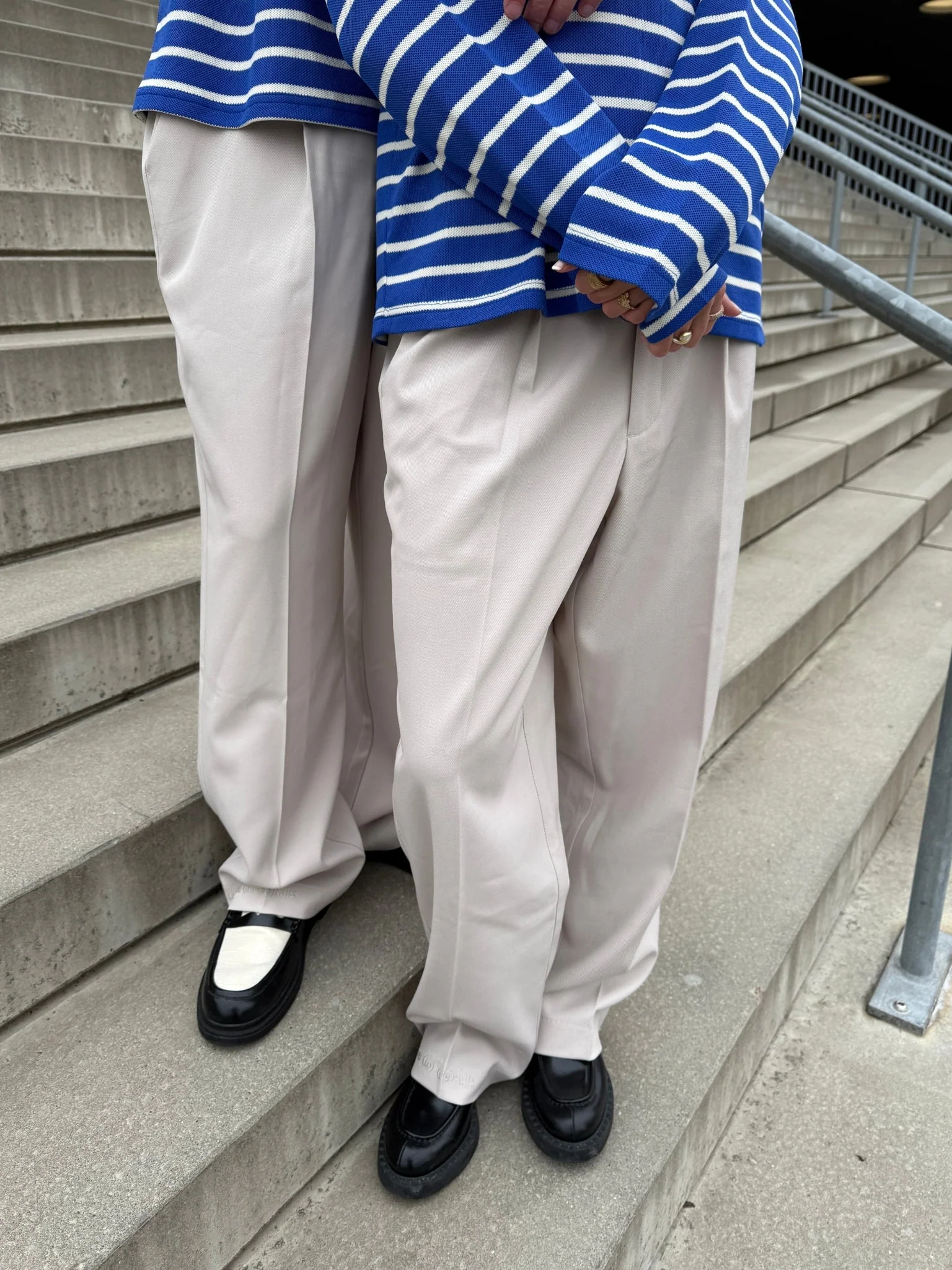 Wide Leg Pleated Suit Pants Beige - Image 5