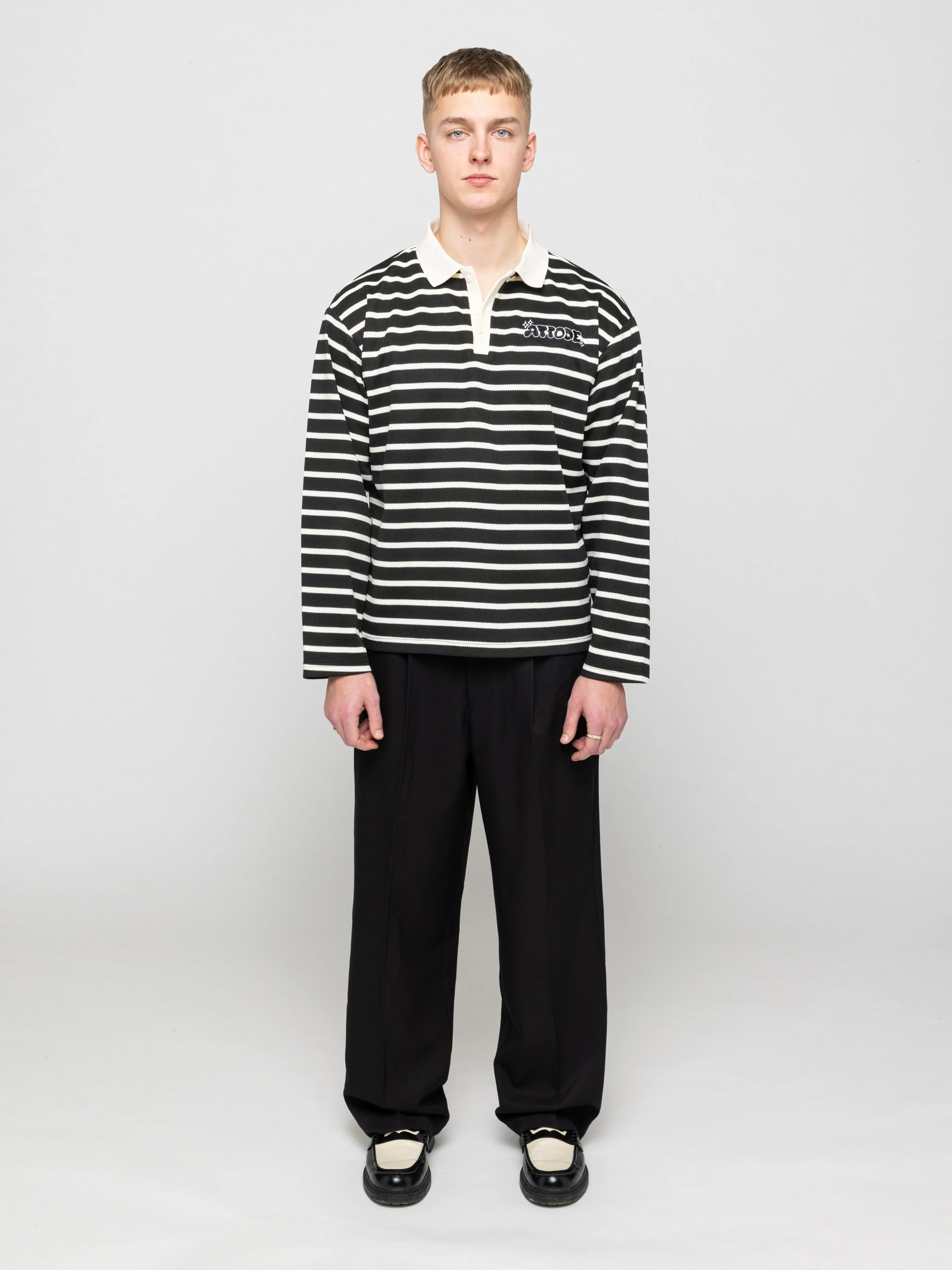 Wide Leg Pleated Suit Pants Black - Image 3