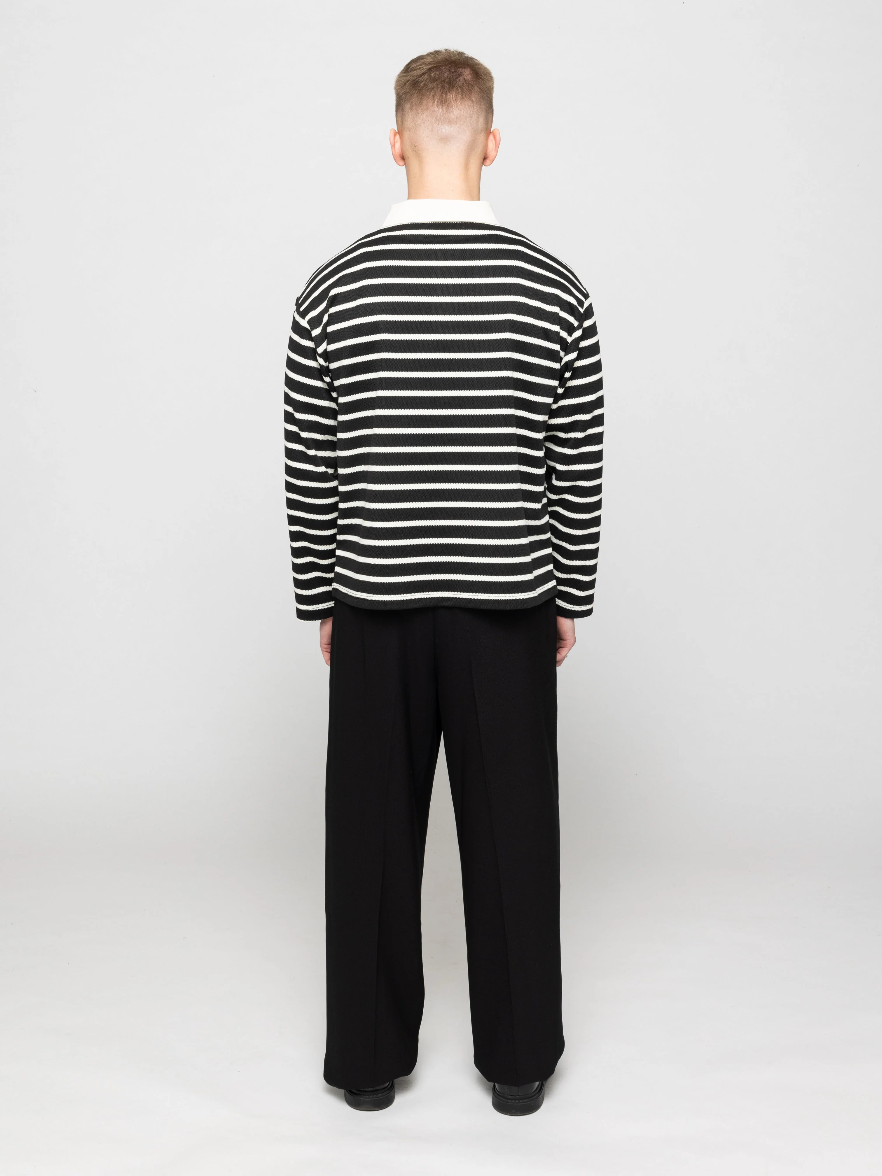 Wide Leg Pleated Suit Pants Black - Image 4