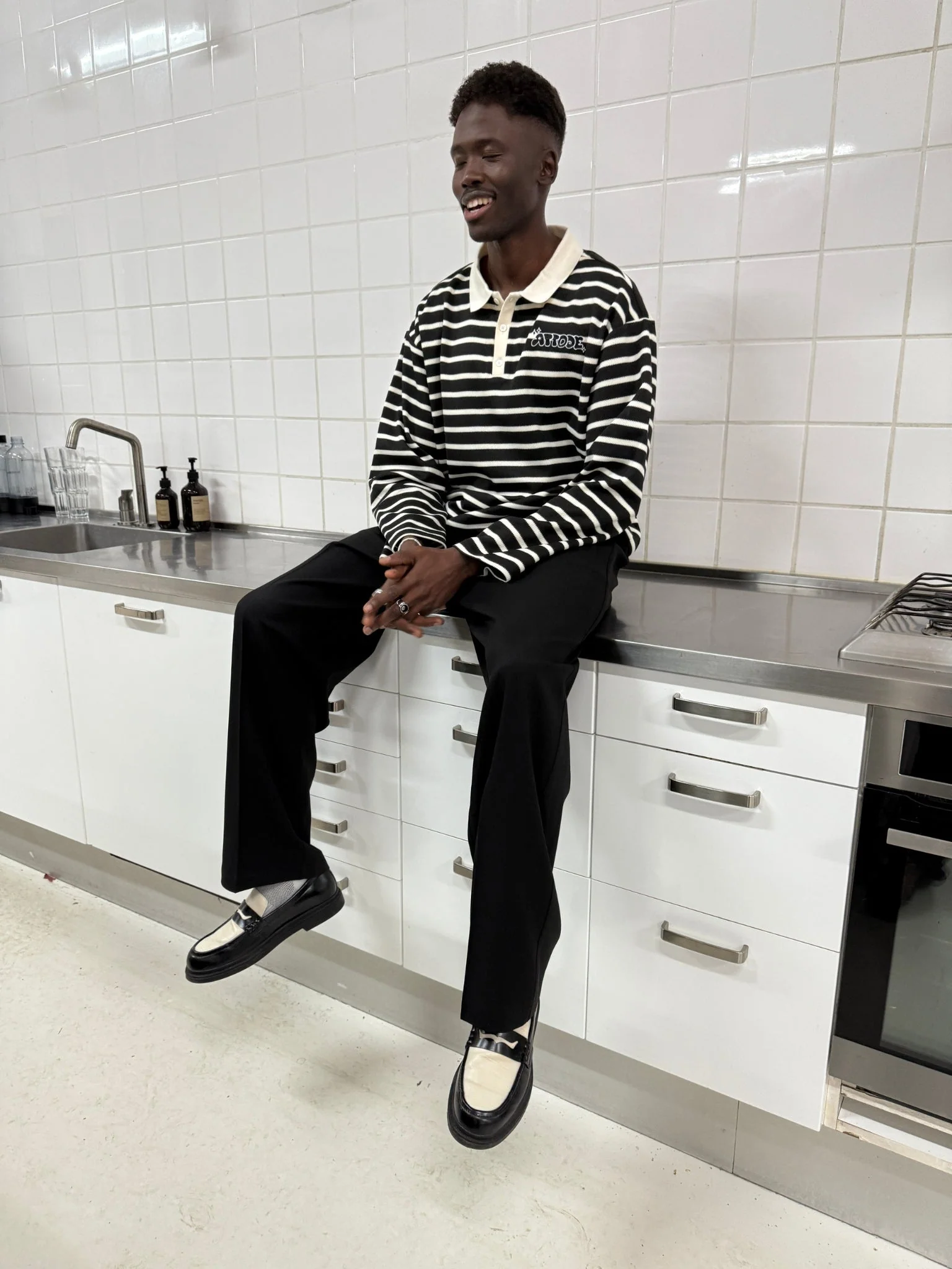 Wide Leg Pleated Suit Pants Black - Image 5