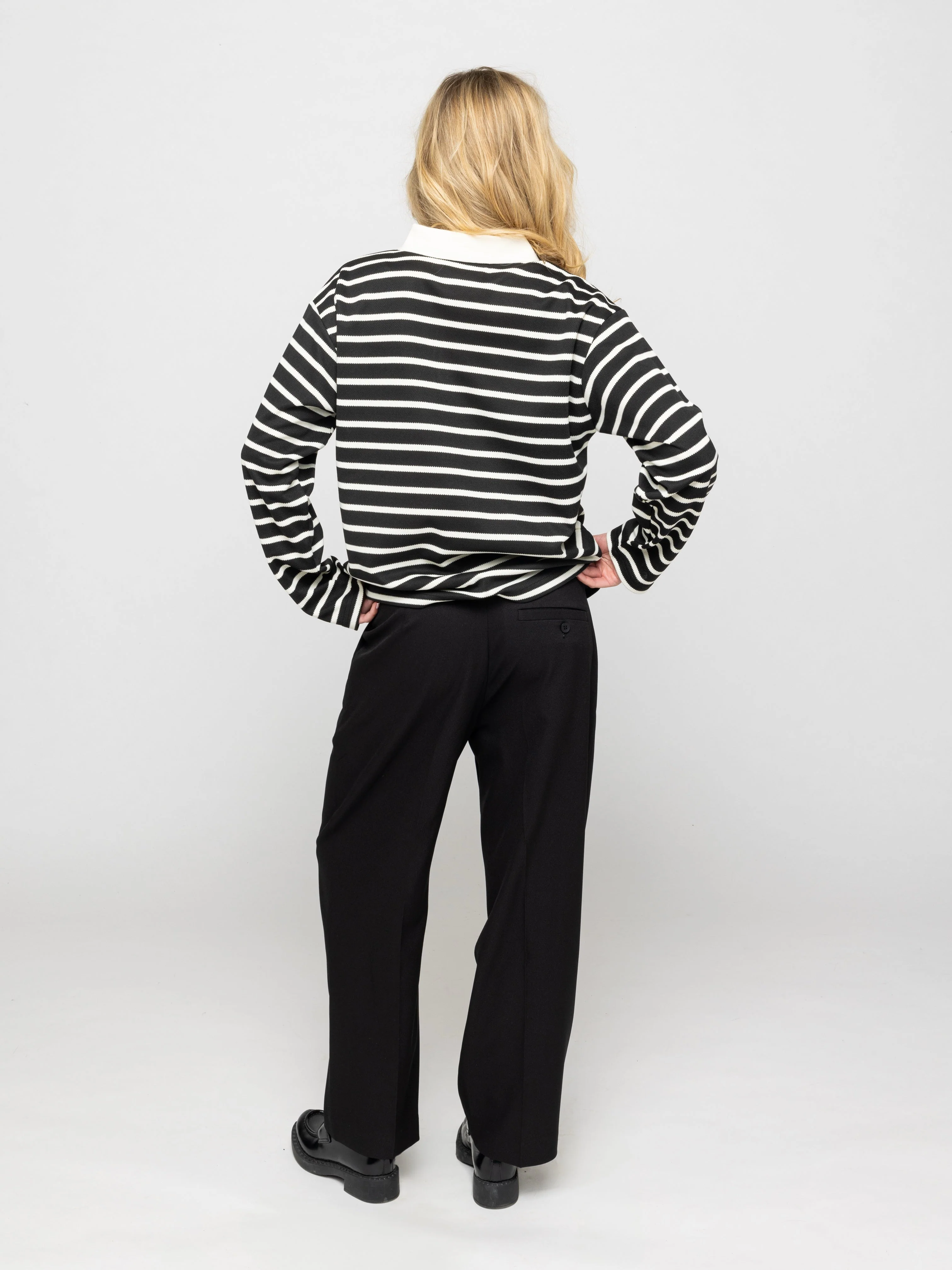 Wide Leg Pleated Suit Pants Black - Image 7