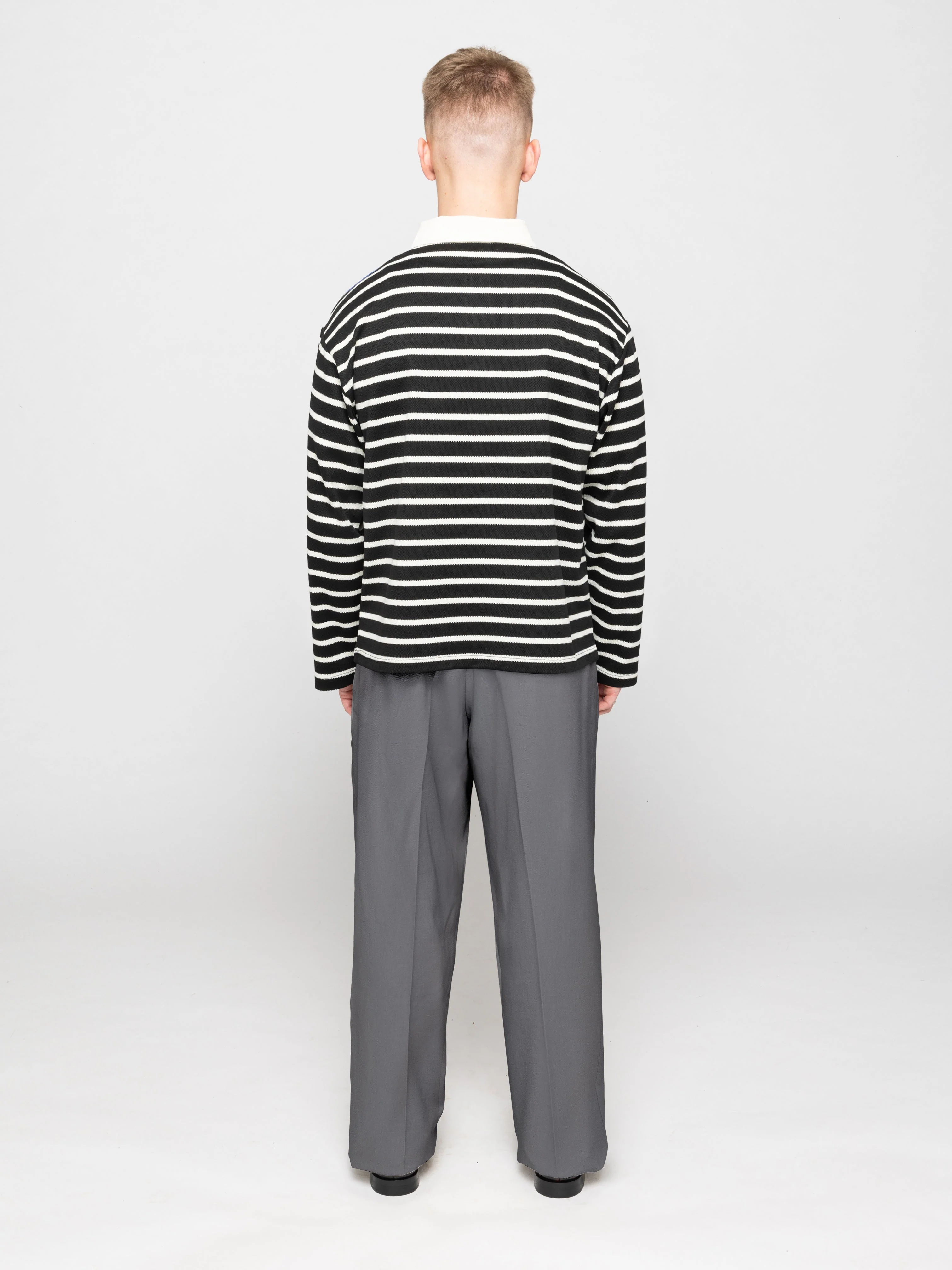 Wide Leg Pleated Suit Pants Grey - Image 4