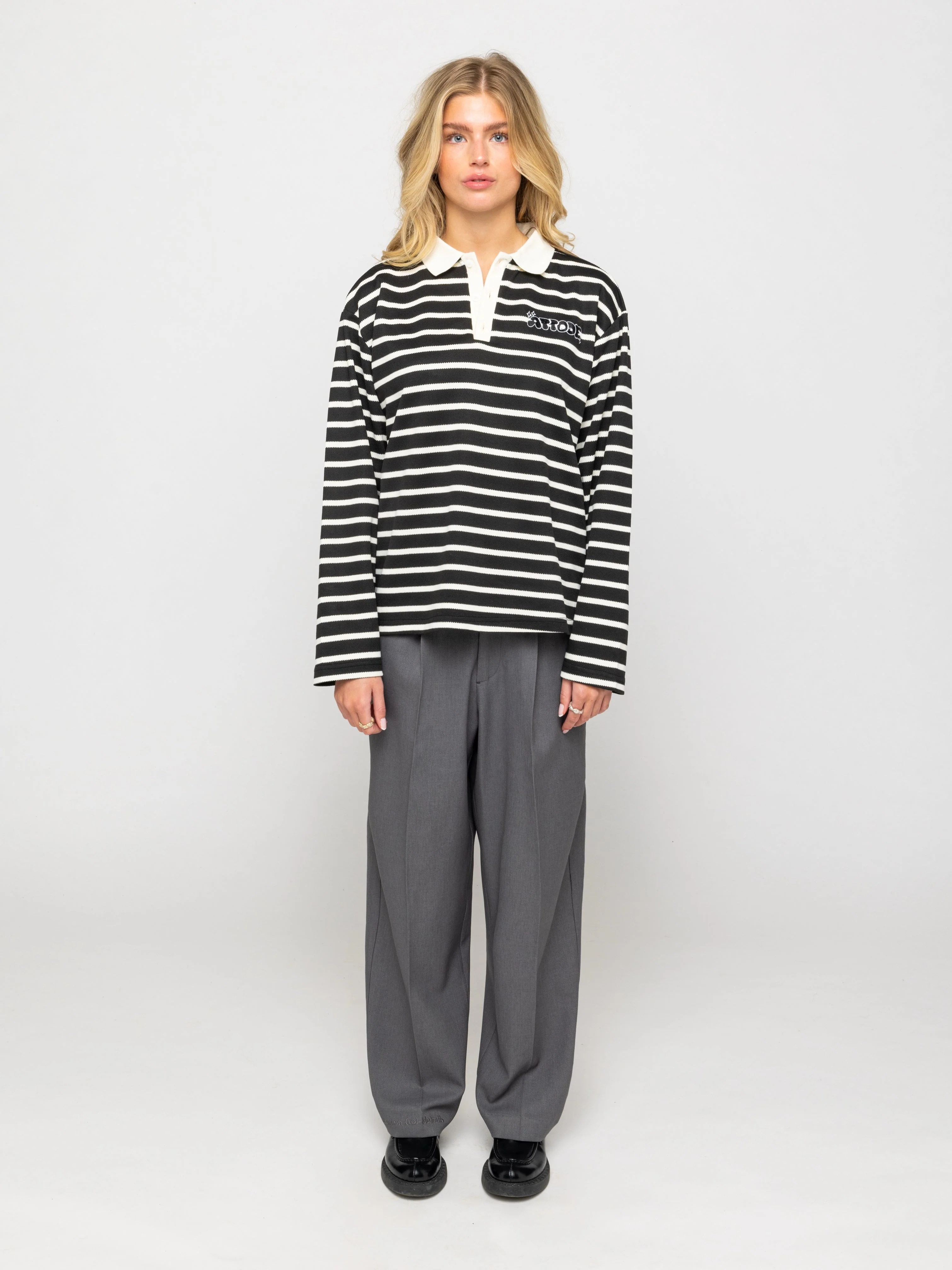 Wide Leg Pleated Suit Pants Grey - Image 6