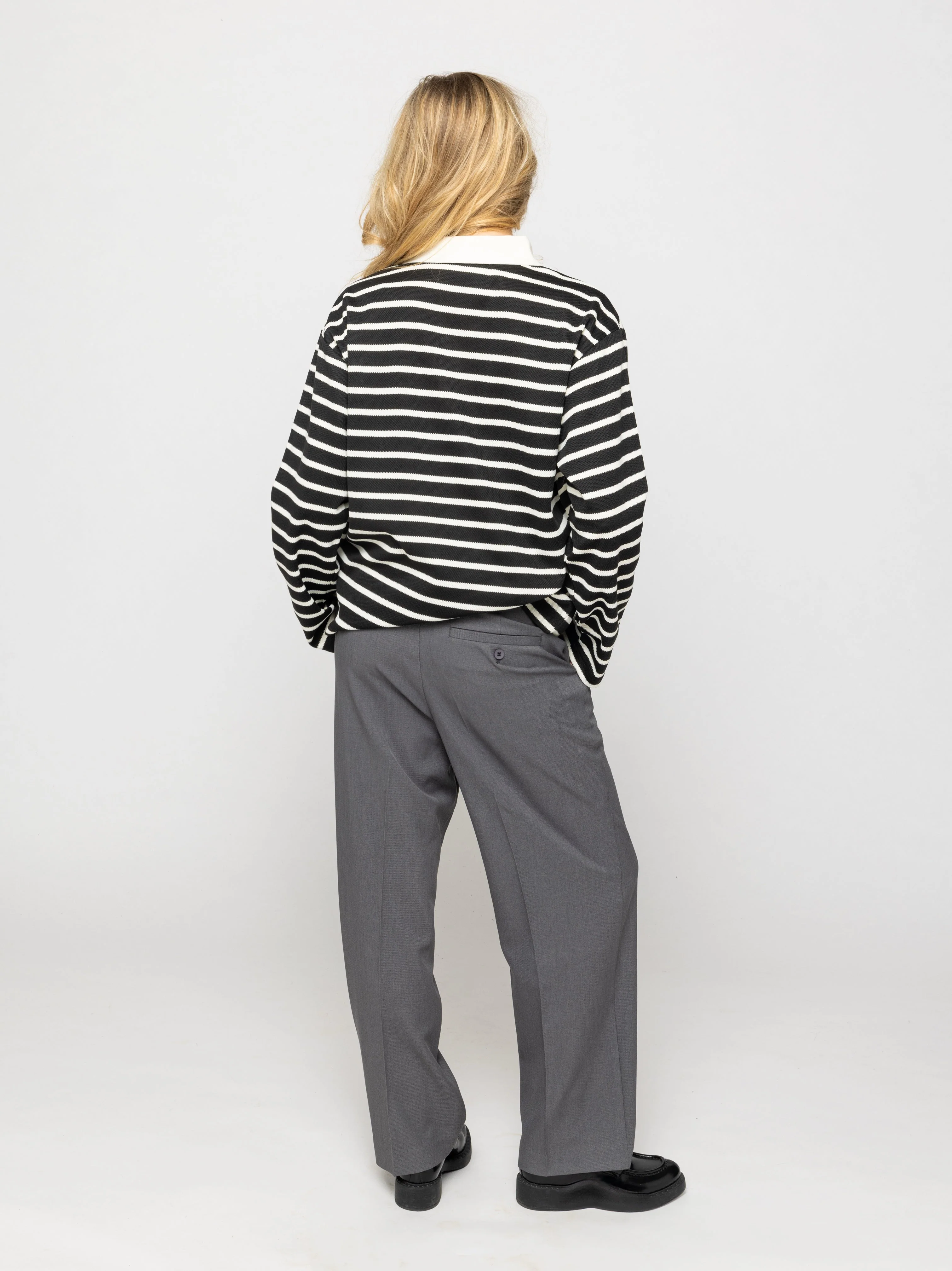 Wide Leg Pleated Suit Pants Grey - Image 7