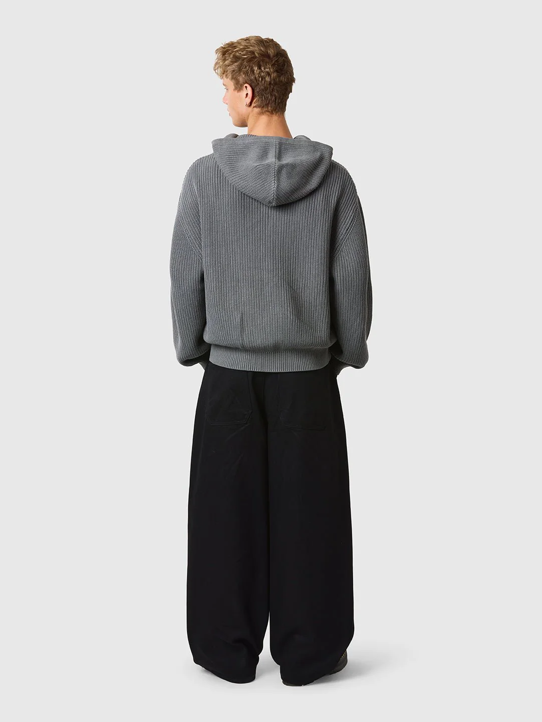 Zip Knit Hoodie Dark Grey - Image 4